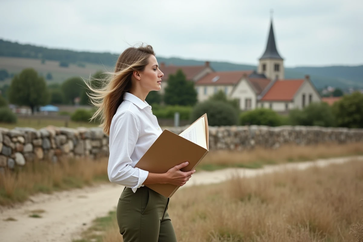 Architecte consultant un dossier réglementaire face à un village rural soumis au RNU