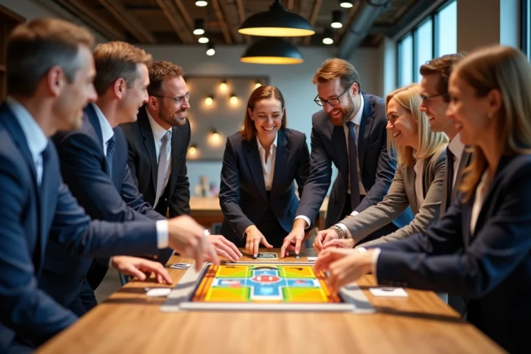 Groupe d'adultes en teambuilding professionnel