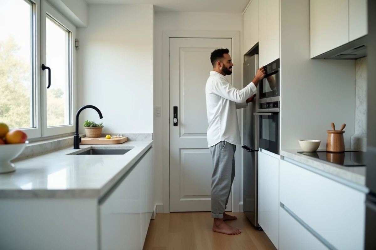 Homme qui ouvre le réfrigérateur après une sieste pour manger un en-cas